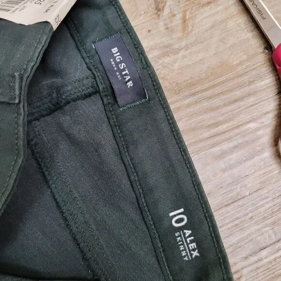 NEW Big Star Alex Skinny Jeans Size 25 Womens Dark Emerald Green Denim Mid Rise - Picture 11 of 16